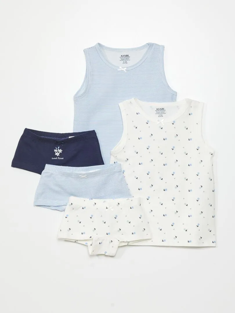 PACK DE 2 CAMISETAS + 3 CULOTES +1 FUNDA  6 PIEZAS  AZUL